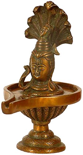 Brass Shiva, Enshrined On The Lingam, Height: 10"