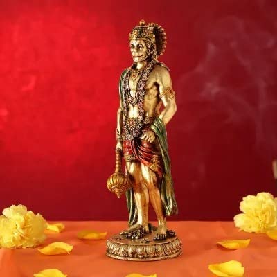Polyresin Handicraft Statue of Lord Hanuman in Standing Position (Height 10.5 Inches) Study Setting