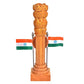 Wooden Ashoka Stambh Pillar with 2 Flags & Clock for Office and Study Table II Brown Color Pack of 1 for Gift (Height: 9 Inches)