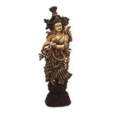 Brass Radha Rani idol, 29-inch tall, standing pose with ornate crown
