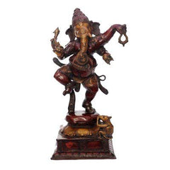 Dancing Ganesha figurine on square base, raised arms and curved legs
