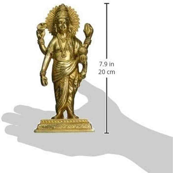 Brass Dhanvantari The Physician of Gods Statue (Height: 8 inches) Entryway Setting
