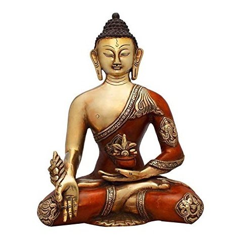 Lord Buddha Enlightment Pose Decorative Idol Statue - (Brass, Height 11")