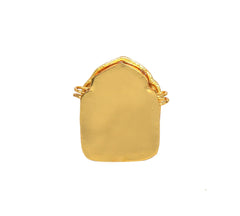 Small metal gau box, gold-toned back plate with side loops