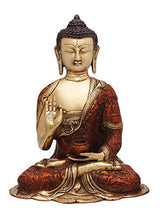 Seated Buddha statue in brass tone, 12-inch height, meditating posture