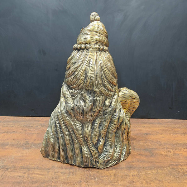 Brass Lord Shiva Head Bust With Moon and River Ganga Height 27 Inch Entryway Setting
