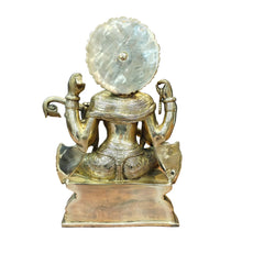 Brass Goddess Saraswati Statue Playing Veena – Traditional Hindu Sculpture for Home Temple, Music Room & Spiritual Décor (Height: 16 Inches)