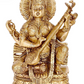 Handcrafted Brass Idol of Goddess Saraswati – 14" Statue Symbolizing Eloquence and Learning