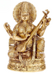 Handcrafted Brass Idol of Goddess Saraswati – 14" Statue Symbolizing Eloquence and Learning