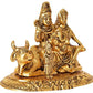 Metal Lord Shiva Parvati Kartikeya and Ganesha Murti Shiv Family Parivar Idol Statue for Home Décor Mandir Temple Gift Showpiece, Height : 5.5 Inches(golden)