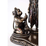 Polyresin Rama Darbar sculpture close-up of seated attendant on decorated base