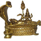 Anantha Padmanabha Idol (Anantha shayanem), Shri Lakshmi Narayan Idol, Maha Vishnu Padmanabhaswamy Brass Statue - 12.8 cm Height, 15.5 cm Length,Golden Color