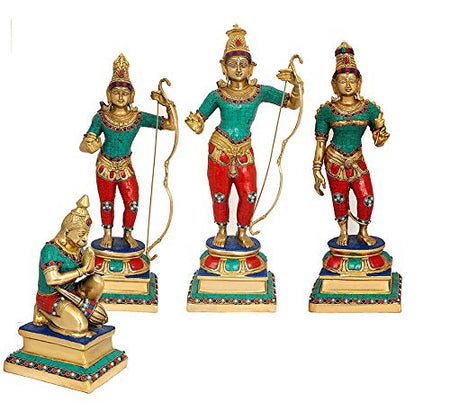 Brass Ram Darbar Statue with stone work (Height 24 inches)