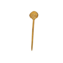 Brass spear shaft detail with pointed leaf-shaped tip