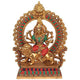 Maa Durga Seated On Lion with Kirtimukha A Top Decorative Idol Statue - (Brass, Height 14.5")