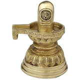 Shiva Lingam Statuette in gold finish with ornate base and engraved Om symbol