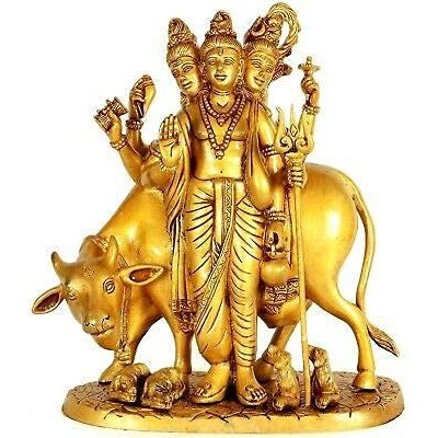 Brass Mart Astadhatu Made Shri Dattatreya Bhagwan Idol/Lord Dattatreya Brass Idol/Lord Datta Brass Ido (700gms)