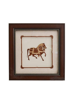 Square wooden wall decor frame with horse artwork and inner border (8x8 in)