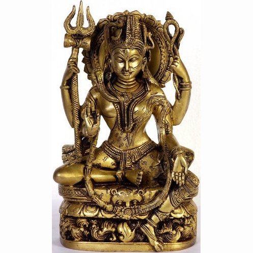 Brass Goddess Shiva and Parvati, Height: 9.5"