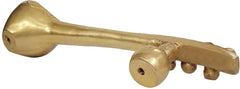 Brass sitar-shaped door handle with lever-style grip and round rosette base
