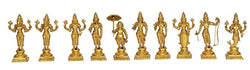 Brass Vishnu Dashavatar Statue Idol for Home Decor Temple | Diwali | Height : 9 Inches (Each) | Set of 10