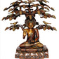 Lord Buddha Sitting Under Tree Statue - (Brass, Height 15")