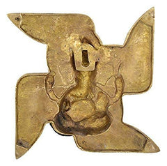 Brass Ganesha swastika wall hanging with textured gold finish, no colored inlay