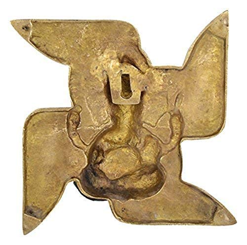 Brass Ganesha on Swastika Wall Hanging Wall Decor Wall Hanging Decorative Showpiece Height 7 width 7 Inch Study Setting