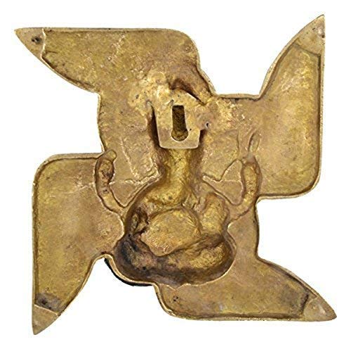 Brass Ganesha on Swastika Wall Hanging Wall Decor Wall Hanging Decorative Showpiece Height 7 width 7 Inch