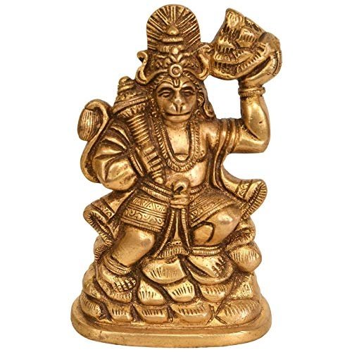 Lord Hanuman Decorative Idol Statue - (Brass, Height 5")