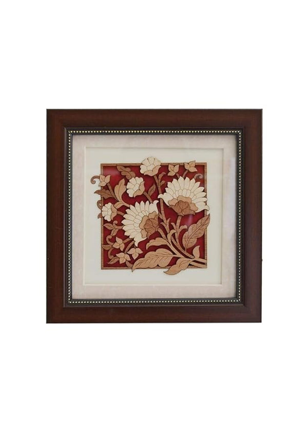 Wooden Art Work Flower Frame Wall Wall Hanging Decor 8 x 8 Inch Mandir Setting