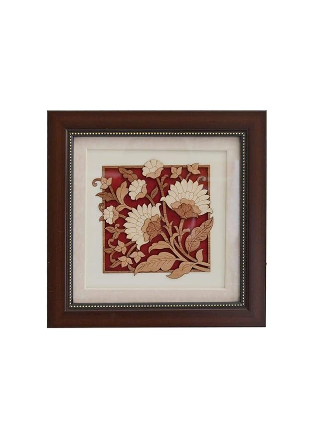 Wooden Art Work Flower Frame Wall Wall Hanging Decor 8 x 8 Inch