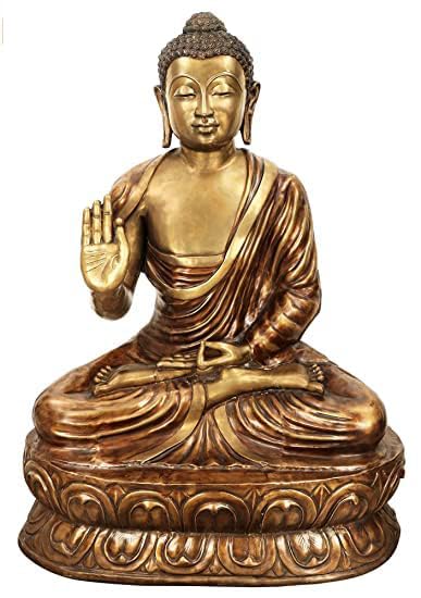 Brass Dhramchakra Buddha Statue, Height 6" I Home Decor