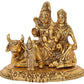 Metal Lord Shiva Parvati Kartikeya and Ganesha Murti Shiv Family Parivar Idol Statue for Home Décor Mandir Temple Gift Showpiece, Height : 5.5 Inches(golden)