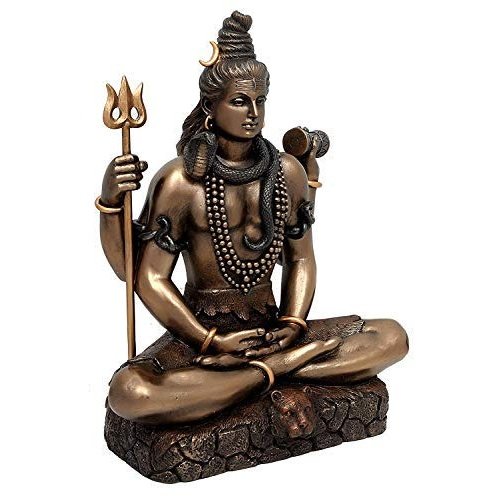 Poly Resin Lord Shiva in Dhyana Mudra Bonded- Bronze, Height 8.5