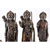 Polyresin Rama Darbar sculpture front view of three standing figures with crowns