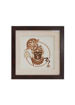 Dark wood 8x8 frame wall art featuring detailed ornate figure illustration