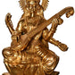 Brass Large Goddess Saraswati on Lotus Statue, Height 52 inches I Home Decor