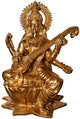 Brass Large Goddess Saraswati on Lotus Statue, Height 52 inches I Home Decor