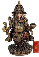 Ganesha figurine in bronze-style cold cast resin with detailed jewelry and elephant head