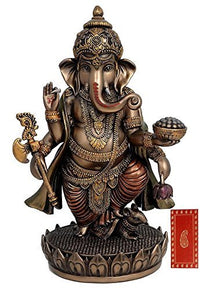 Ganesha figurine in bronze-style cold cast resin with detailed jewelry and elephant head