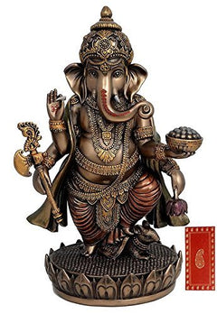 Ganesha figurine in bronze-style cold cast resin with detailed jewelry and elephant head