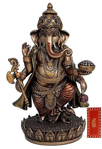 Resin Lord Ganesha in Cold Cast Bonded Bronze Height 8 Inches (Multicolour) Entryway Setting