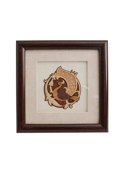 Wooden Art Work Peacock Frame Wall Decor 8 x 8 Inch