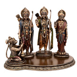 AONA polyresin Rama Darbar sculpture with three deity figures, bows, and ornate headdresses