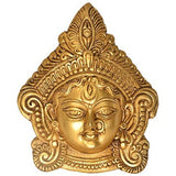 Brass Durga decorative wall hanging mask statue with ornate crowned face