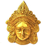 Goddess Maa Durga brass mask wall hanging, ornate crown and calm face