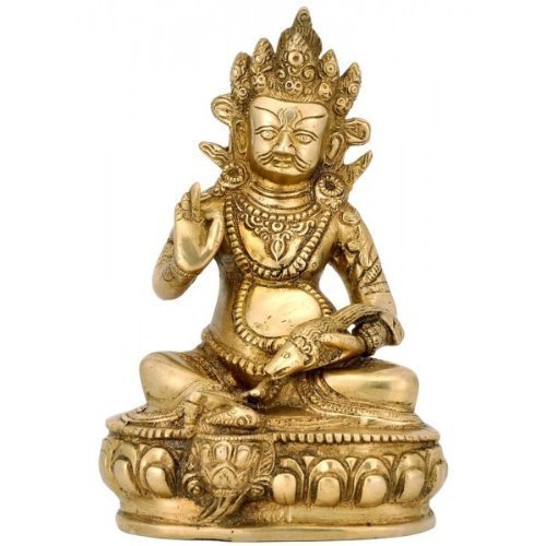 Brass Kuber Statue- Kuber Idol God of Wealth, Height : 7.2" I Home Decor