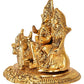 Metal Lord Shiva Parvati Kartikeya and Ganesha Murti Shiv Family Parivar Idol Statue for Home Décor Mandir Temple Gift Showpiece, Height : 5.5 Inches(golden)