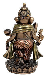 Rear view Lord Ganesha resin statue with gold draped garment and raised hands